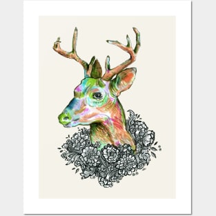 Floral Deer 2. Posters and Art